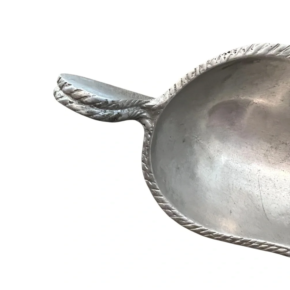 Vintage Pewter Gravy‎ Boat Bow